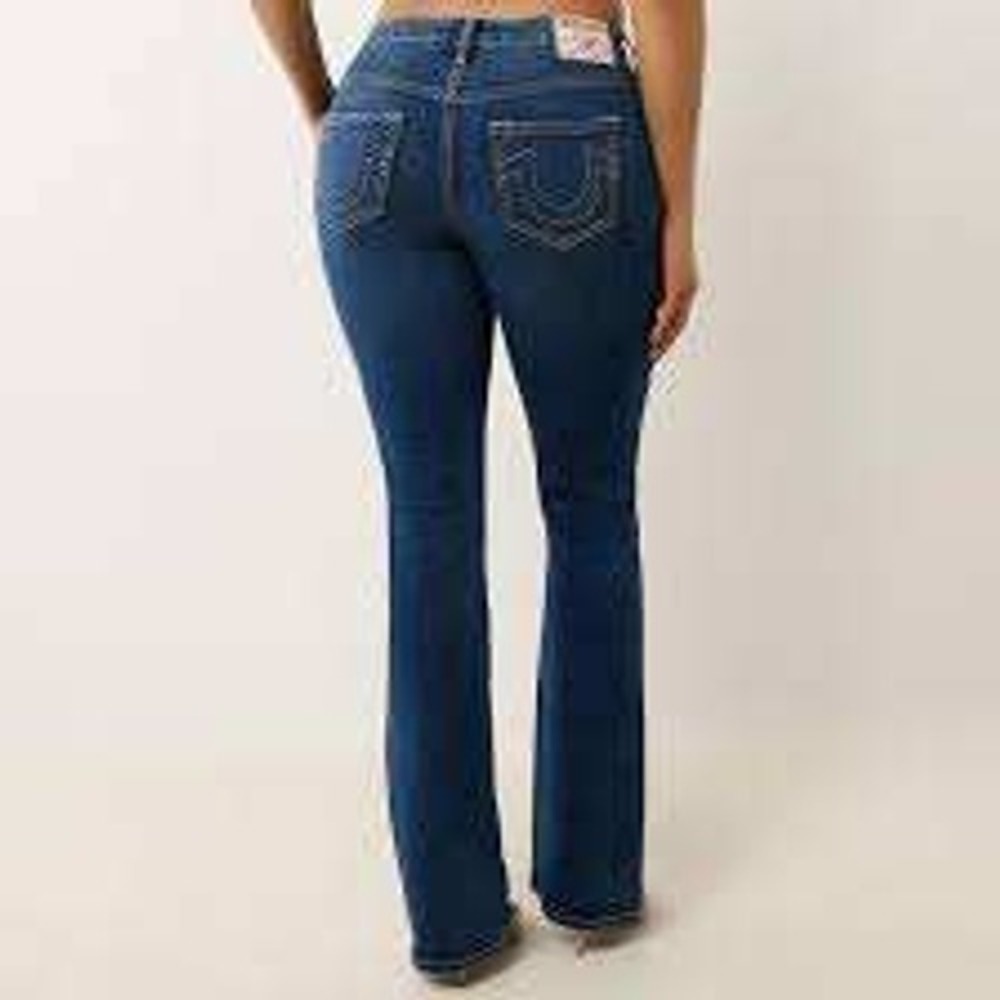 True Religion Becca Bootcut Jeans Women's 28 Blue Mid Rise Contrast Stitch